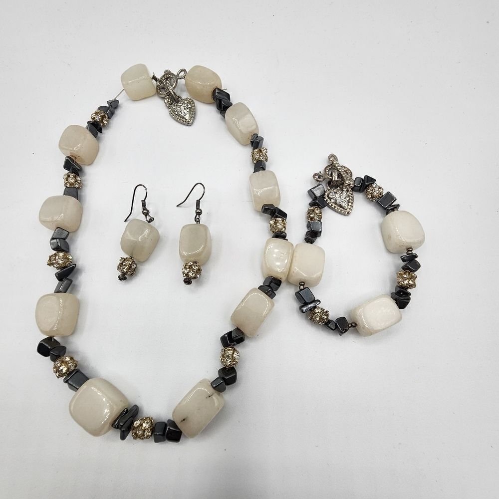 3 pc white rock silver set